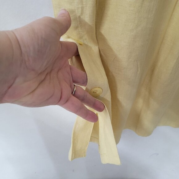 Studio Ease Dress Womens 14 Linen Rayon Short Sleeve Maxi Pockets Side Buttons - Picture 4 of 13